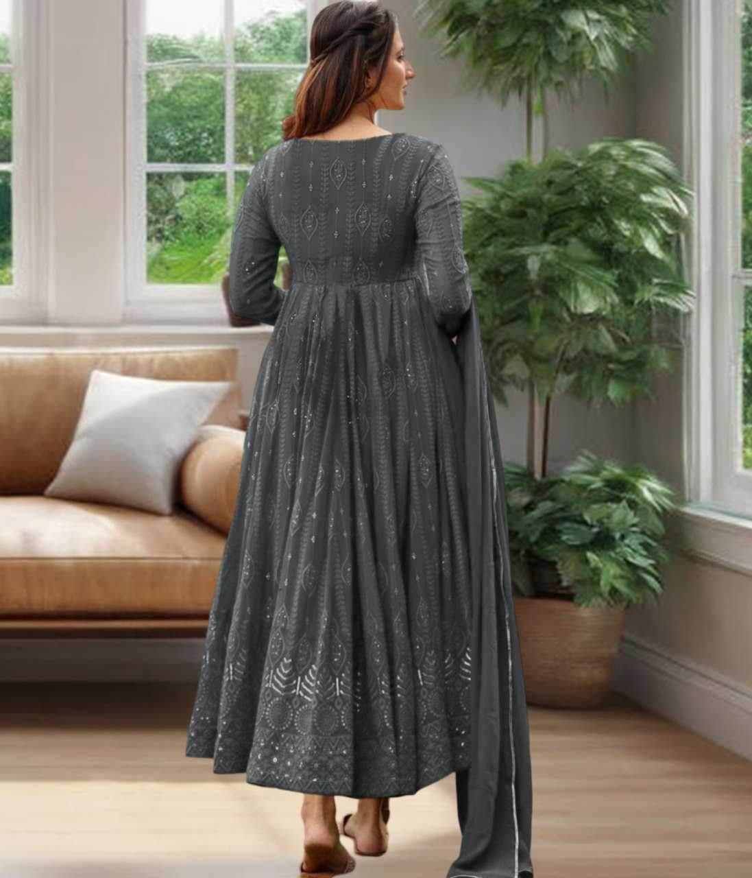 Georgette Embroidery Anarkali Gown - MYLUXURY LANE ENTERPRISE